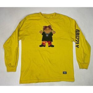 Grizzly Trippie Redd Graphic T-shirt Men Large Yellow Music Long Sleeve